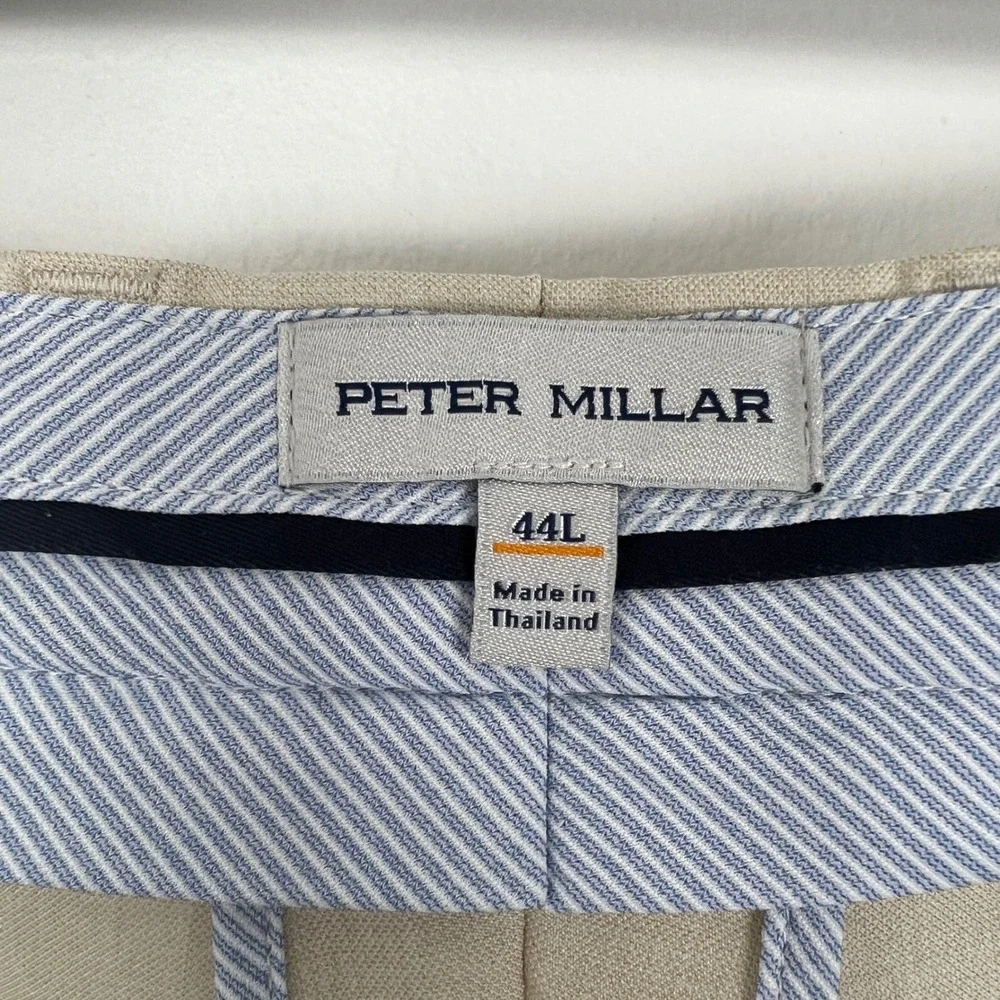 Peter Millar Charlotte Classic Fit Pants Mens 44L Stone Beige Stretch - Hemmed